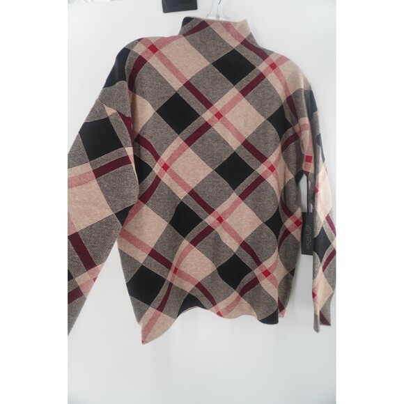 NWT Rachel Zoe Plaid Argyle Sweater Preppy Mock Neck Pullover Cozy Knit Size XL - Picture 6 of 10